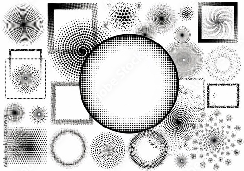 Halftone Dreams: Abstract Dot Patterns Swirling in Monochrome Art