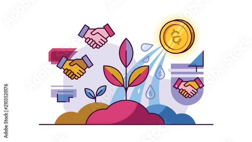 Investment Growth Illustration Showing Collaboration and Financial Gain