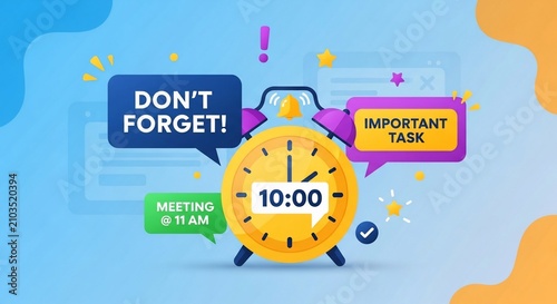 Vibrant digital art: Time flies! Don't forget meetings & important tasks. 10:00 AM urgency.
