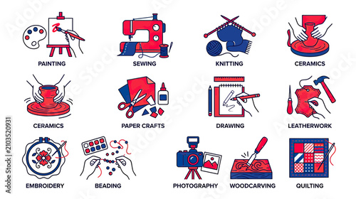 Creative Hobbies and Crafts Collection Icons