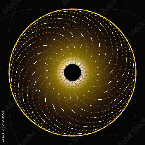 Luxury gold abstract vortex singularity golden ratio halftone