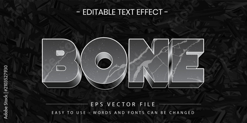 Bone textured marble stone text effect vector editable