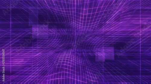 Abstract Purple Grid Background with Depth Effect.