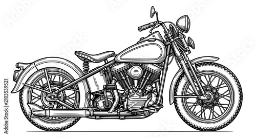 Slika na platnu Heavyweight vintage motorcycle engraving style vector illustration