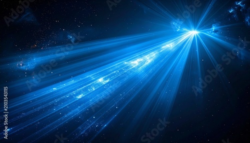 A dynamic abstract visualization of blue light streaks racing through a futuristic tunnel, symbolizing speed, innovation, and digital transformation. Ideal for technology presentations, AI concepts.