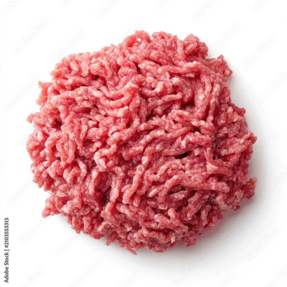 Obraz premium Raw ground beef on white