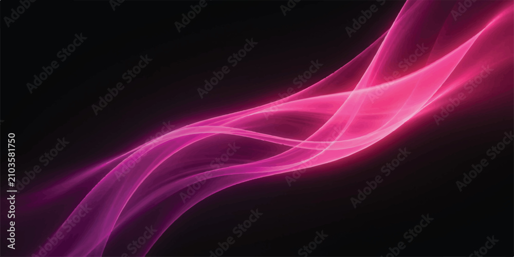Fototapeta premium Abstract flowing pink light waves on a dark background with copy space for design