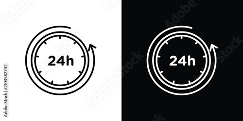 Photos 24 Hrs icon outline elements series