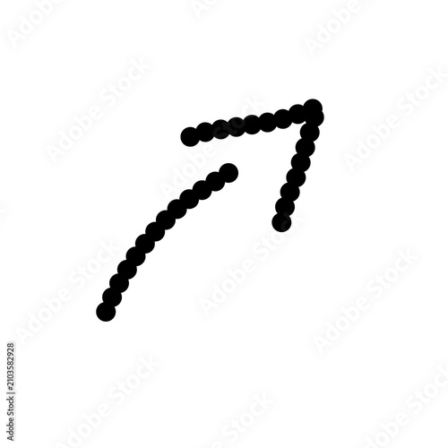 Dotted Up Right Arrow Symbol Isolated on White Background