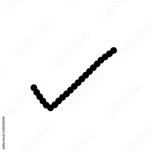 Dotted Check Mark Tick Symbol Isolated on White Background