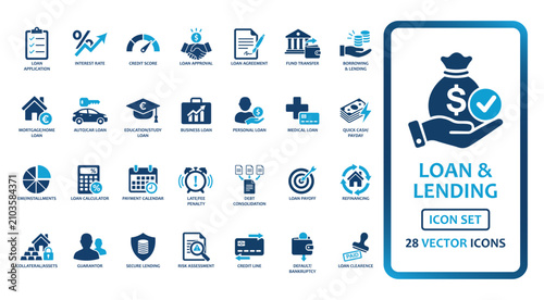 фотографія Loan and lending vector icon set