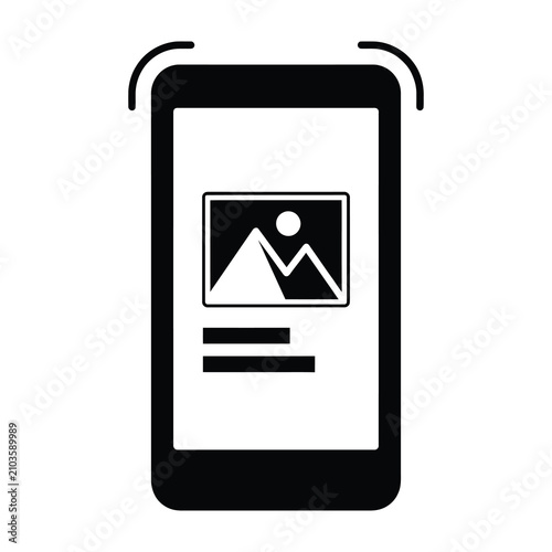 Smartphone displaying a photo on screen with signal icon