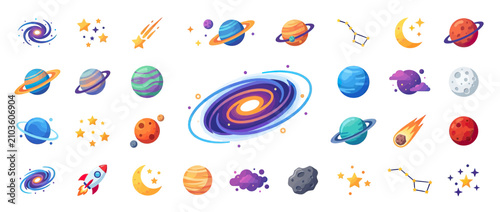 Foto Colorful Cosmic Objects and Celestial Bodies Collection