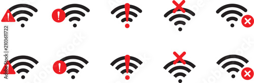 Cuadro en lienzo WiFi and Wireless Problem Icon Set – Internet Connection Error, No Signal and Ne