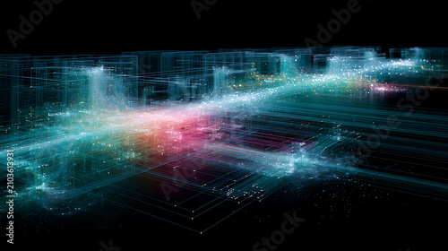 High level overview of AI data center network connections showing lines of communication