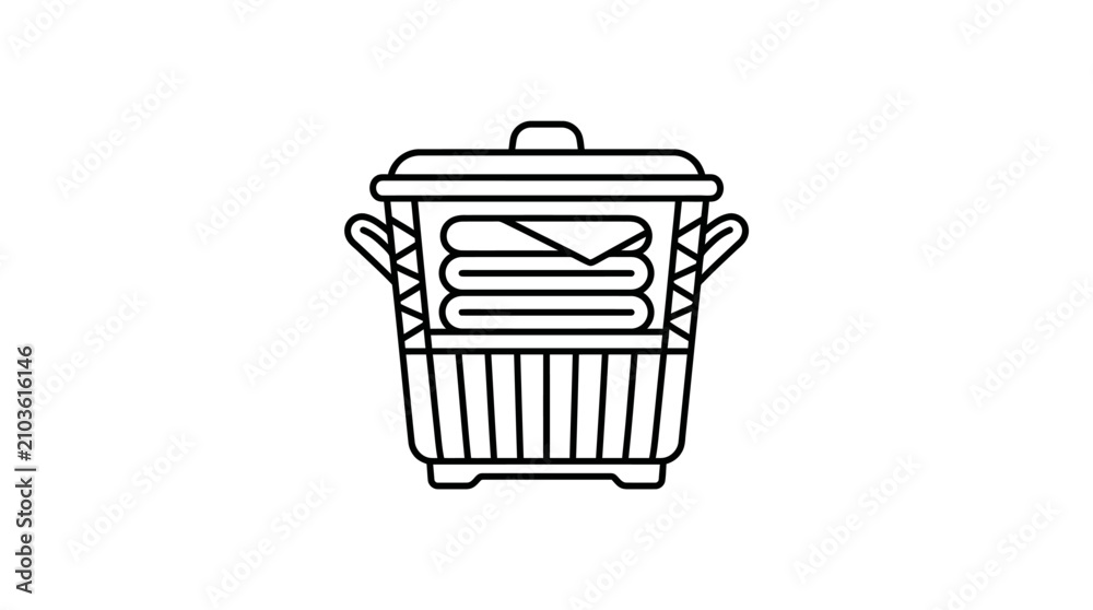 Fotografie Empty laundry basket with open lid for storage