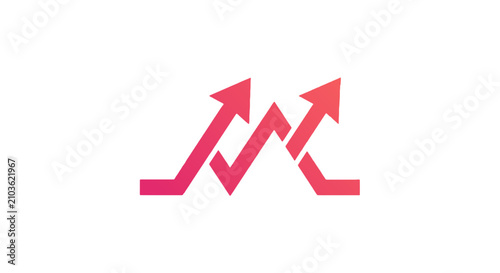 Upward arrows forming letter m in vibrant pink