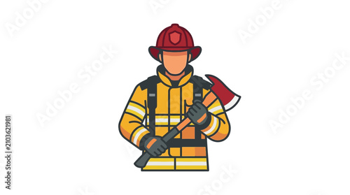 Photography Firefighter in Yellow Safety Gear.