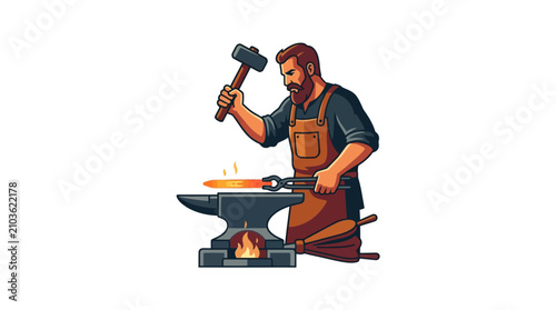 Man working at anvil forge.