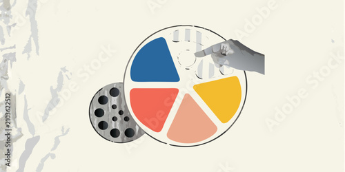Bild auf Leinwand Colorful Pie Chart With Hand Pointer Vector Illustration