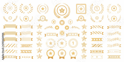 Cuadro en lienzo ranking badges collection in gold and white vector style on white background sta