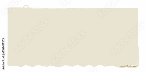 large textured off white paper sheet with torn edges on white background off white blank page document material surface rough edge