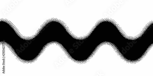 thick black wavy line with smooth halftone dot gradient on white background vector pattern graphic design abstract modern art decoration