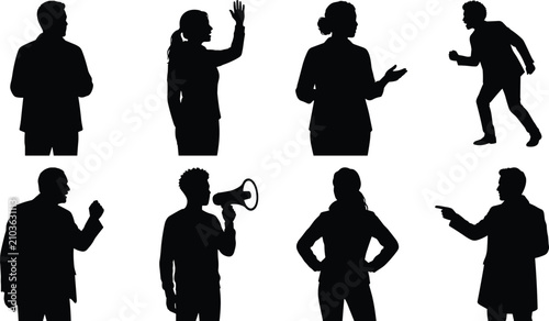 Konstfotografi Communication and Public Speaking Silhouette Collection with Gestures Megaphone