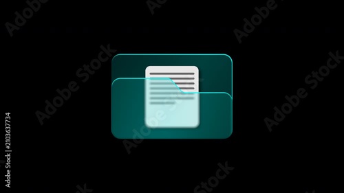 3D Documents Folder Opening and Closing Loop Animation With Alpha Channel