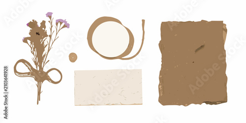 Foto wildflowers and rustic objects flat lay arrangement dried flowers eggshell stone