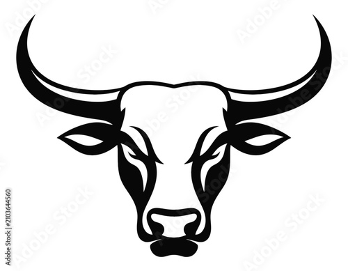 Black longhorn bull head silhouette illustration 