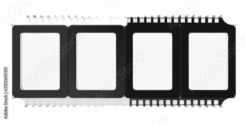 Cuadro en lienzo Photo album pages with black frames on a white background