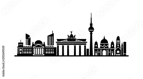 Berlin city skyline silhouette vector illustration.