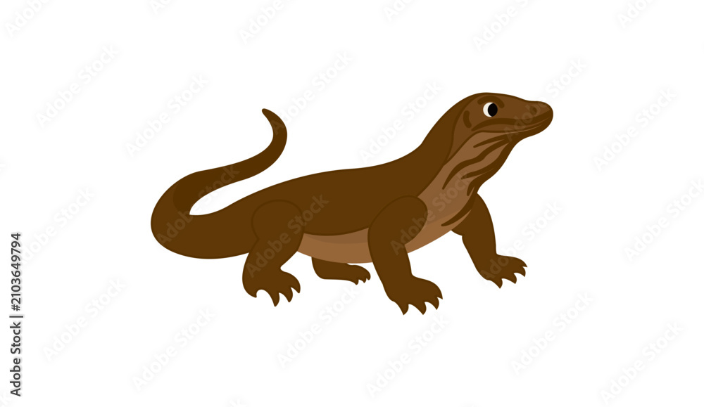 Obraz premium Komodo Dragon Vector Illustration Isolated on White Background