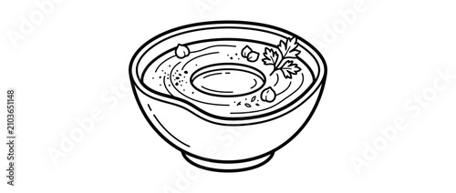 Canvastavla Hand-drawn bowl of creamy dip with garnish