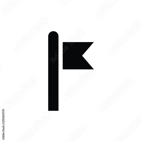 Quadro su tela Minimalist black flag featuring a simple rectangular banner attached to a vertic