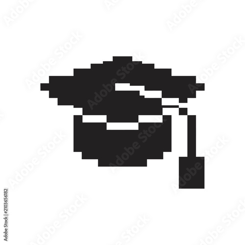 Pixelated Graduation Cap Icon - Education and Achievement Symbol