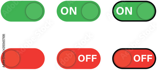 Obraz na płótnie Six toggle switch buttons for user interface on and off states