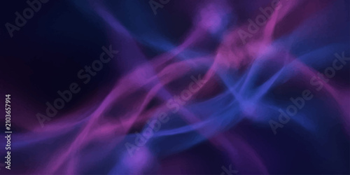 Foto Abstract ethereal smoke-like ribbons in glowing purple and blue hues swirl and interlace against a dark backdrop, creating a mesmerizing and dynamic visual effect