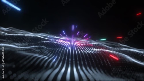 dynamic light trails and motion blur with vibrant neon colors