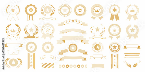 Fotografía ranking badges collection in gold and white vector style award star crown laurel