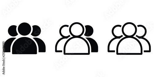 Foto Group of people icon symbol representation three variations filled outline