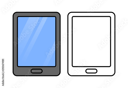 Digital Tablet and Touchscreen Device Set, Colorful and Black and White Smart Gadget Pair Flat Illustration