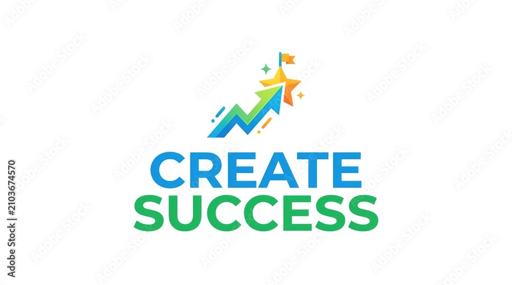 Fototapeta premium Create Success logo with upward arrow and star