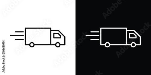 Fotografía Fast shipping delivery truck icon editable illustration collecti