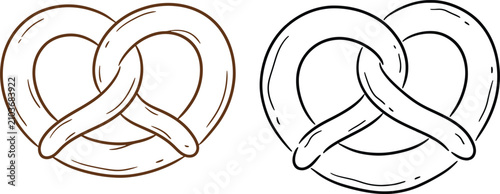 Εκτύπωση καμβά Pair of hand-drawn pretzel illustrations on a white background with illustration