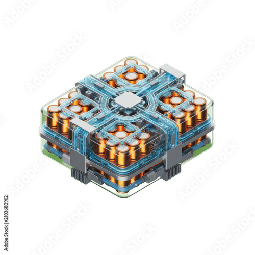 Futuristic Modular Energy Storage Unit with Cooling System