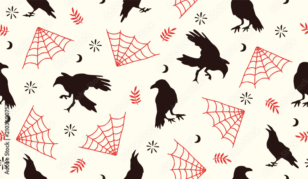 Obraz premium Cute crow pattern background vector design