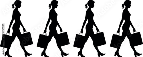Принти на полотні Retail Sale Concept with Shopping Bag Silhouettes