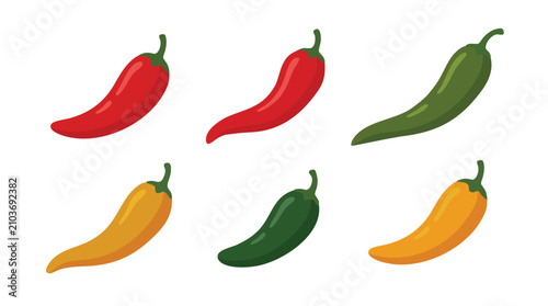 Colorful Chili Pepper Background with Fresh Food Illustration